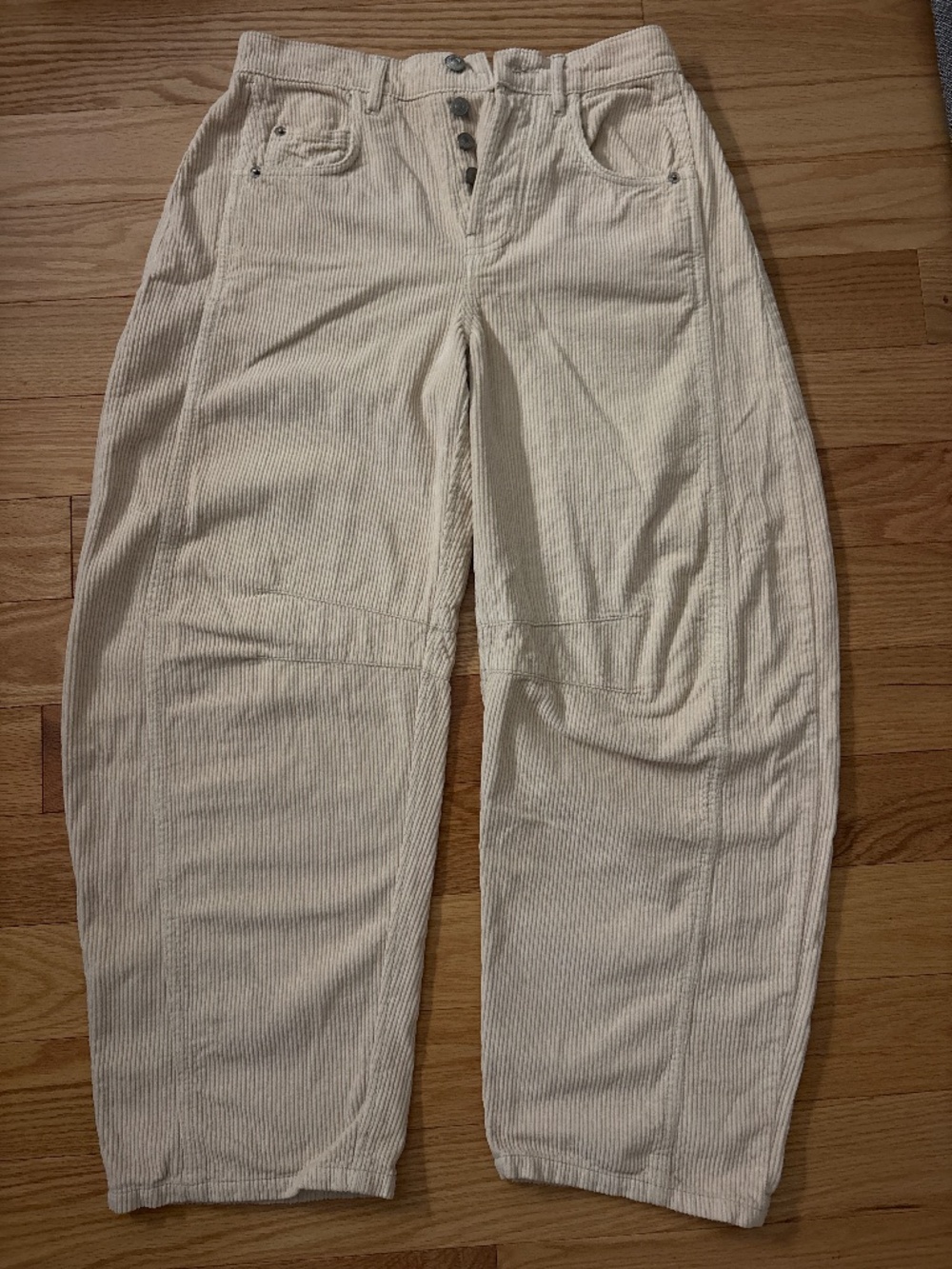 Free People Mid-Rise Cord Barrel Jeans